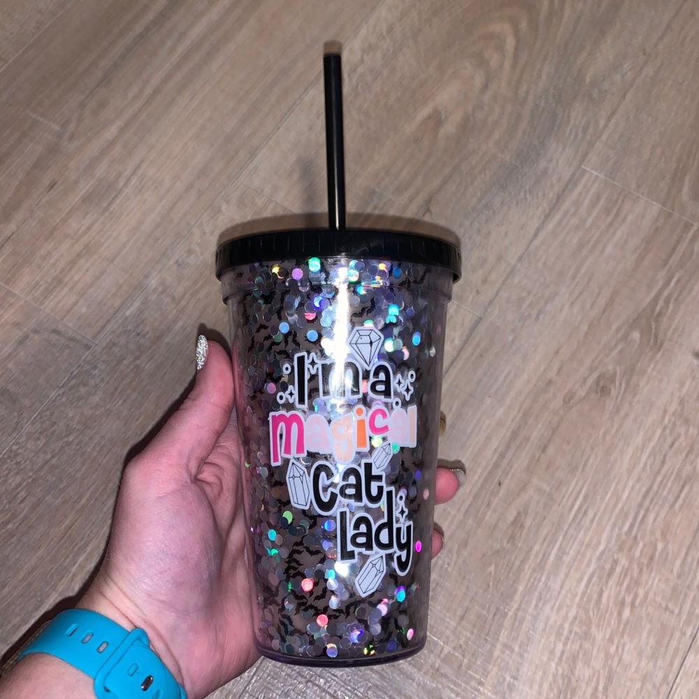 I’m a Magical Cat Lady Silver Metallic Glitter Cat Lover Tumbler